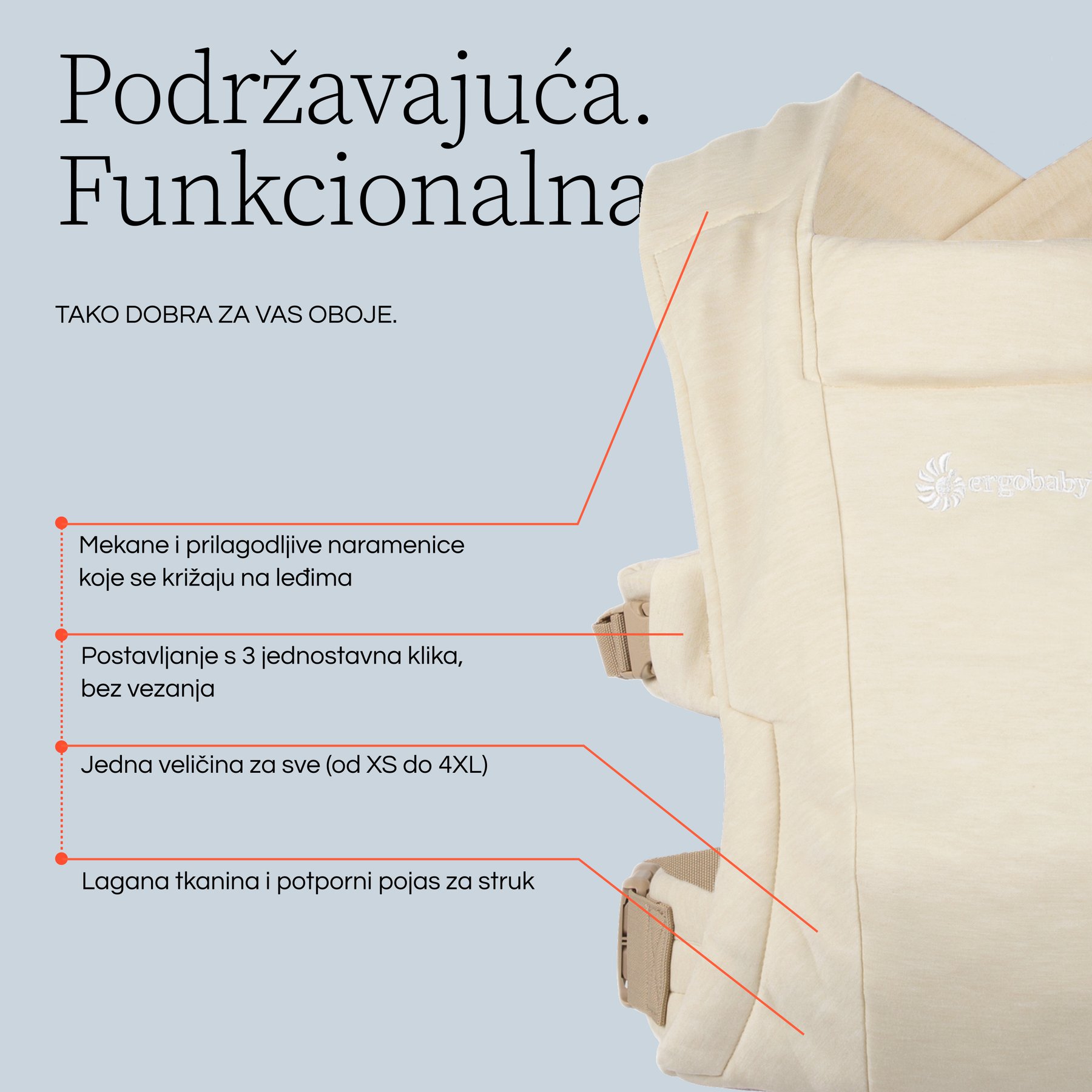 Ergobaby Embrace Soft Air Mesh nosiljka, Plava - slika 6