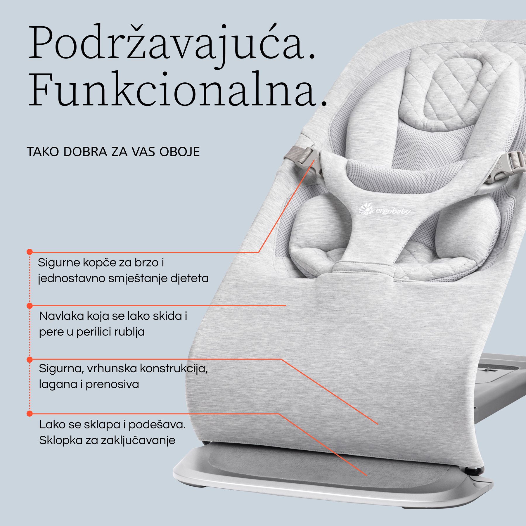 Ergobaby Evolve ležaljka 3u1 – Cream - slika 4